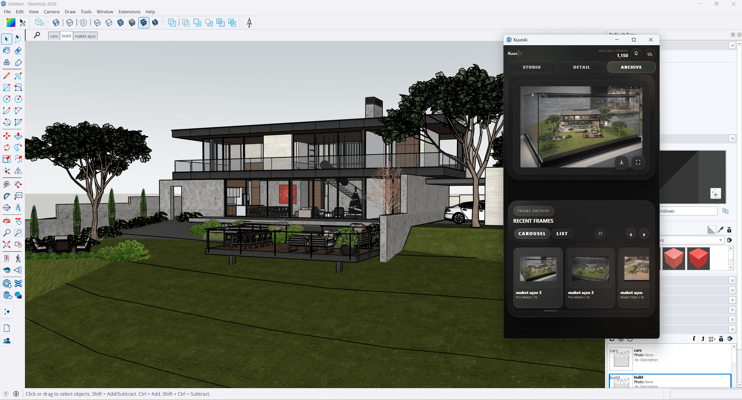 SketchUp archive view in KuunAi